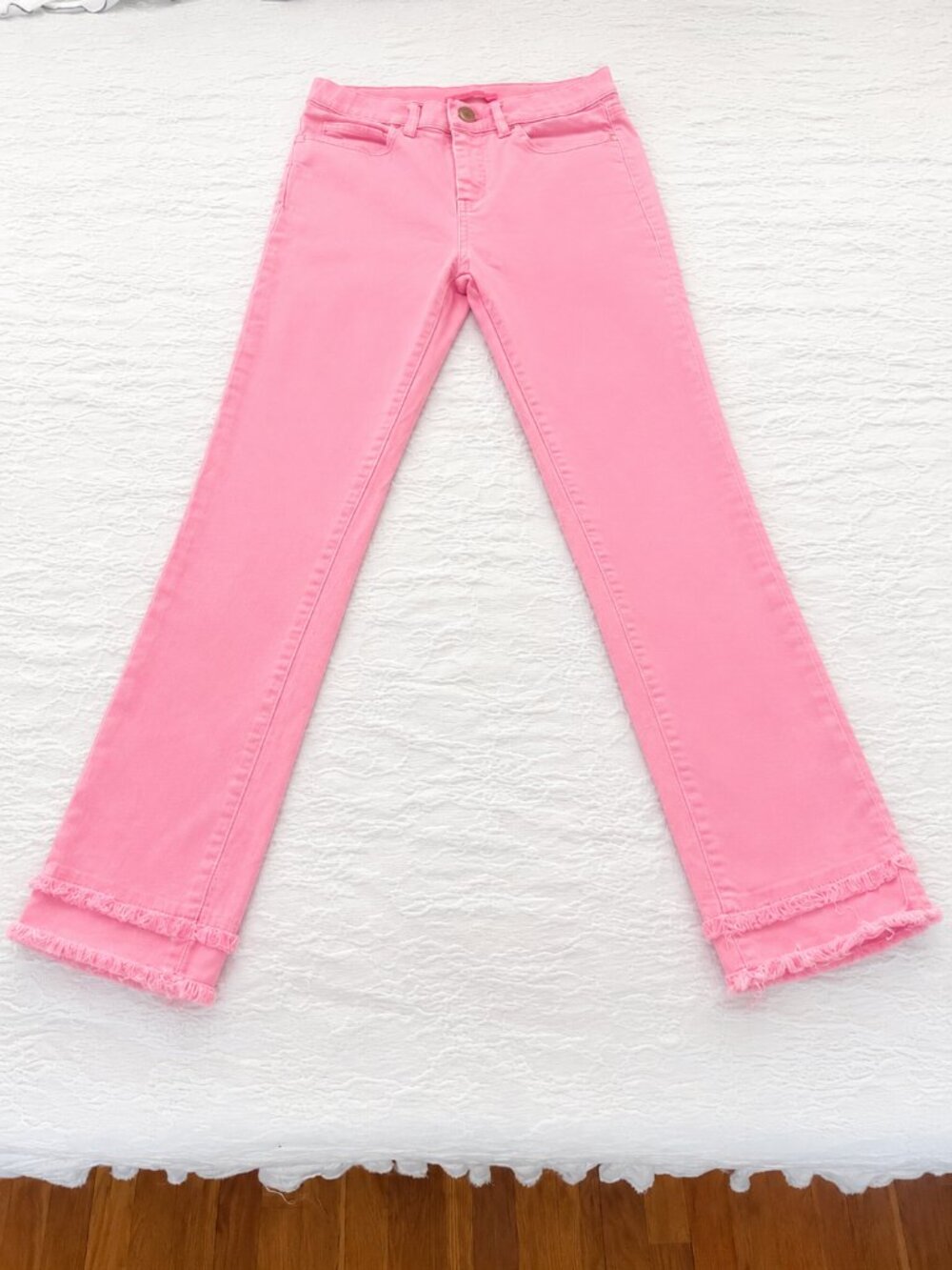 Lilly Pulitzer Pink Denim Jeans – Frayed Hem- Size 4